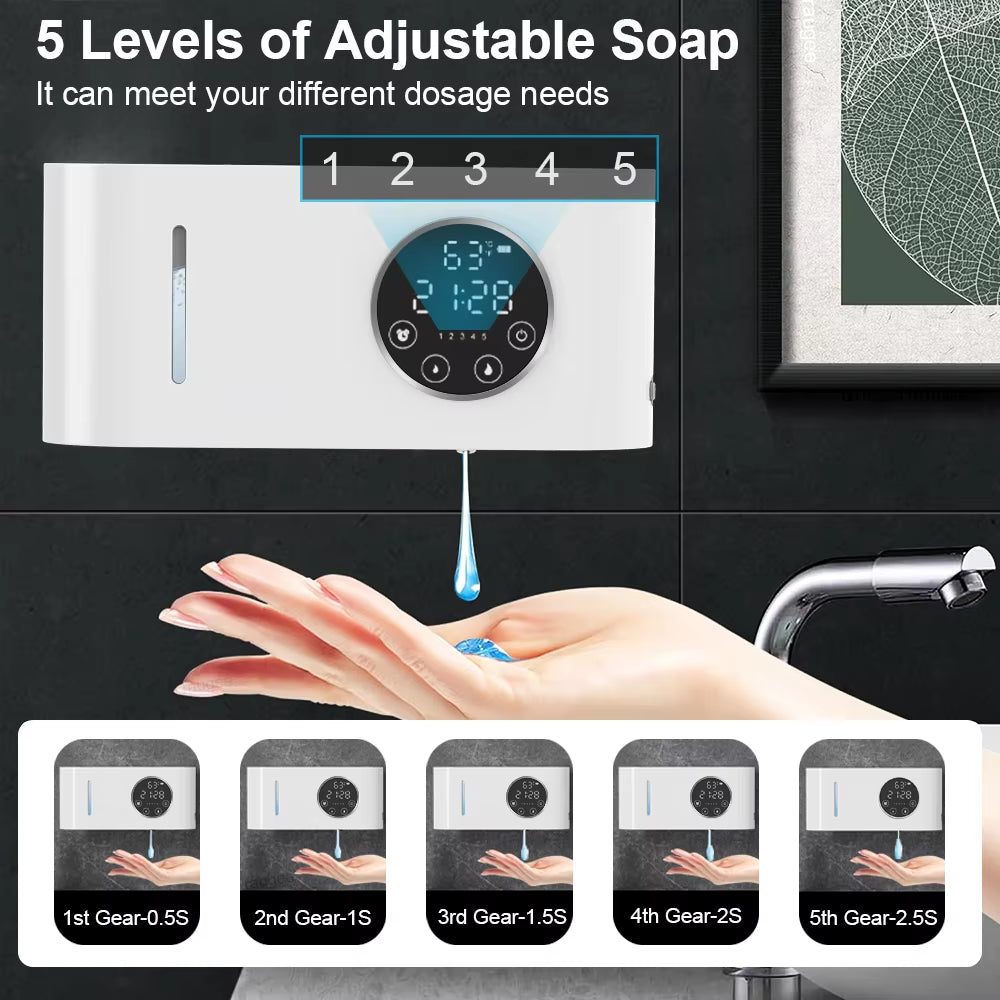 Automatic Soap Dispenser Wall-Mounted Touchless Sensor Soap Dispenser with LED Screen 500ML Hand Wash Liquid Foam Soap Dispenser